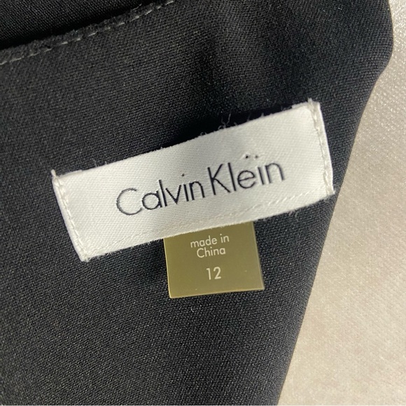 Calvin Klein Fit & Flare Colorblock Sleeveless Dress Size 12 Black White Tan - Picture 9 of 10